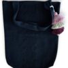 Artesanía en Negro: Bolso Negro con Pompones Decorativos Hecho a Mano en Telar de Cintura - Imagen 2