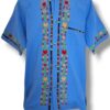 Guayabera Azul Petroleo de Manta Manga Corta Bordada a Mano: Artesanía en Cada Hilo - Imagen 3