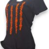 Misterio y Glamour: Playera Negra Manga Corta para Dama Bordada a Mano - Imagen 5