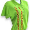 Verde Refrescante: Playera Tipo Polo de Manga Corta para Dama Bordada a Mano