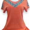 Artesanía y Glamour: Playera Naranja de Manga Corta para Dama Bordada a Mano - Imagen 6