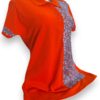Sutileza en Bordado: Playera Naranja Tipo Polo para Dama Bordada a Mano - Imagen 2