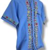 Guayabera Azul Petroleo de Manta Manga Corta Bordada a Mano: Artesanía en Cada Hilo - Imagen 2